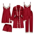 thumbnail image 2 of Batas Lencería Mujer Lindo Estampado de Corazón Satén Bata con Cinturón Camisola Pantalones Cortos Pijamas Mujer Pijamas, 2 of 9