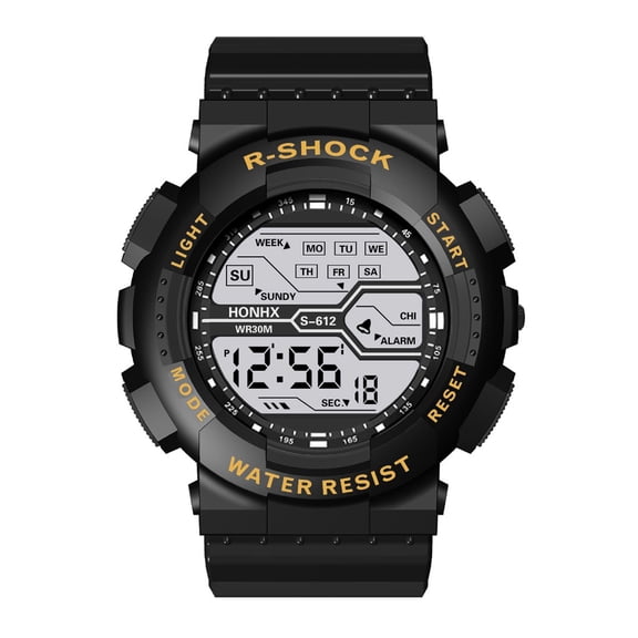Kayannuo Christmas Fashion Waterproof Men's LCD Digital Stopwatch Date Rubber Sport Wrist Watch