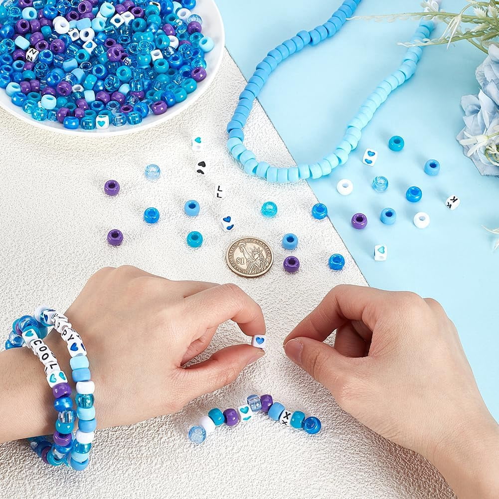DIY Plastic & Acrylic Beads Making Kits Cube & Barrel Deep Sky Blue 6~9x6~7x6~6.5mm Hole: 3.2~3.8mm 1720pcs/set