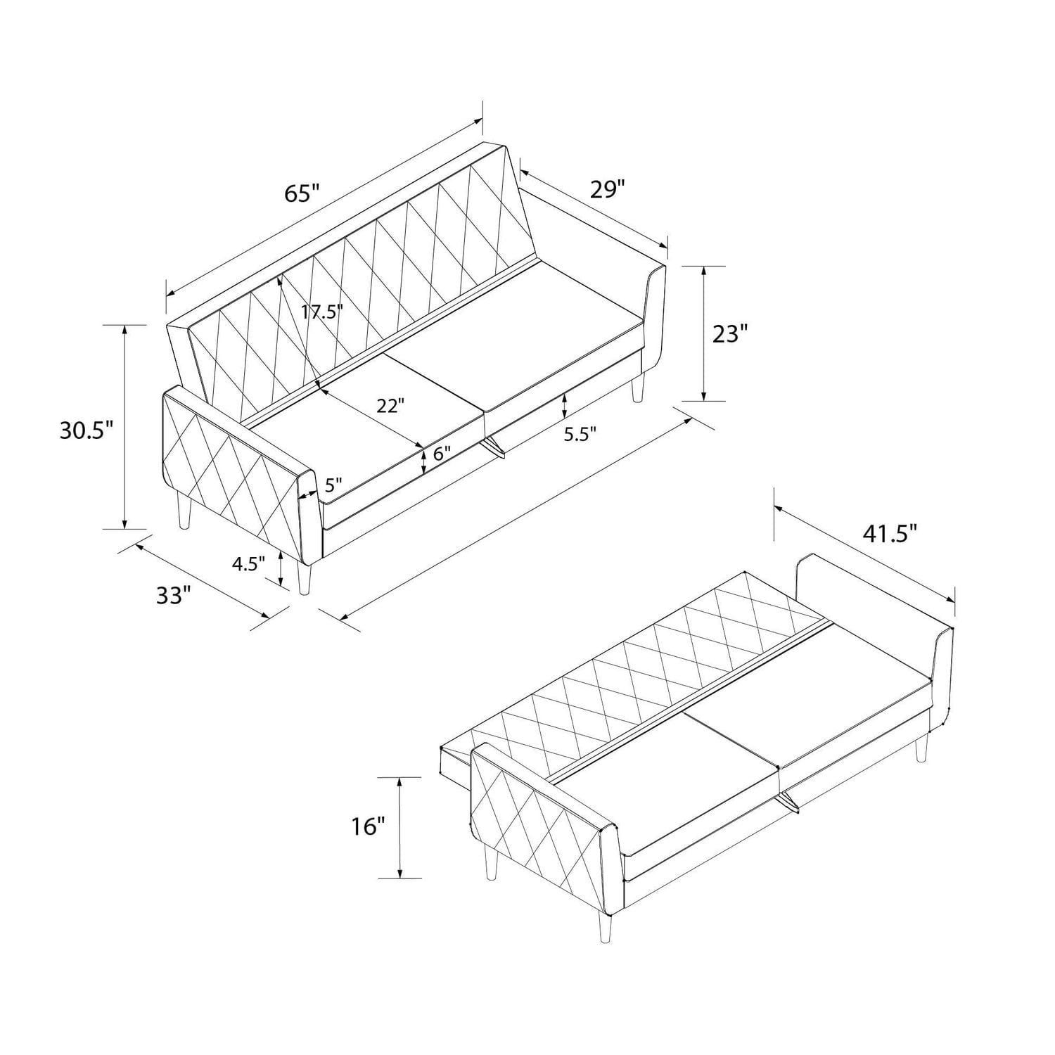 CosmoLiving Liberty Futon with Storage, Green Velvet