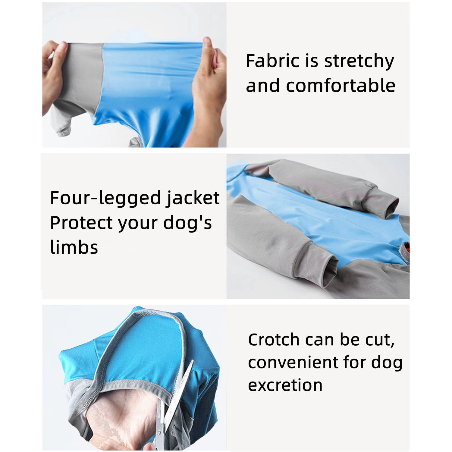 BT Bear Dog Recovery Suit, Dog Onesie Shedding Suit, Surgery Recovery Suit Full Coverage for Dog, After Surgery Wear E Collar Alternative, Anxiety Calming Shirt for Medium Large Dog Blue-Gray S