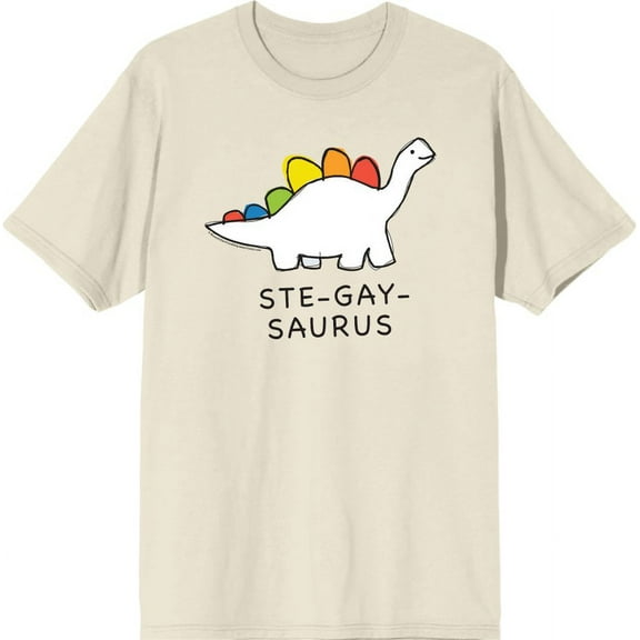 Pride Ste-Gay-Saurus Men's Natural Crew Neck Short Sleeve Tee-3XL