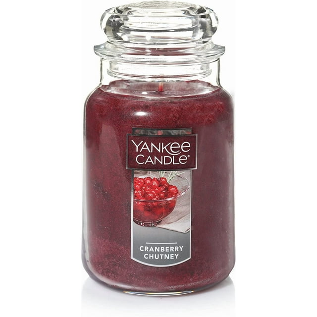 Yankee Candle Cranberry Chutney Scented, Classic 22oz Large Jar Single Wick Candle, Over 110 Hours of Burn Time, Great for Gifting