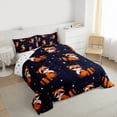 thumbnail image 4 of Manfei Kawaii Orange Raccoon Full Size Comforter Sets for Kids, Cute Cartoon Animal Bedding Comforter Set, Dreamy Stars Starry Sky Reversible Bedding Sets, Luxury Bedroom Decor, 3-Piece, 4 of 9