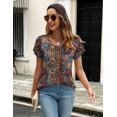 thumbnail image 5 of Zeagoo Women Casual T-Shirts Loose Petal Short Sleeve Tops Tunic Babydoll Floral Printed Flowy Summer Blouses, 5 of 6