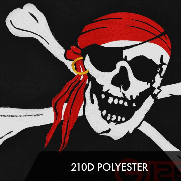 G128 5 Pack: Pirate Jolly Roger Red Head Scarf Flag, 1x1.5 Ft, ToughWeave  Series Embroidered 300D Polyester