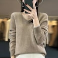 thumbnail image 3 of New 100% Merino pure wool sweater in autumn and winter women‘s V-neck knitted long-sleeved solid color warm sweater, 3 of 7