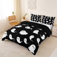 thumbnail image 2 of Homewish Simple Halloween Ghost Duvet Cover Queen,Silhouette Pattern Queen Bedding,Black White,Black Reversible,3-Piece,1 Duvet Cover and 2 Pillowcases, 2 of 6
