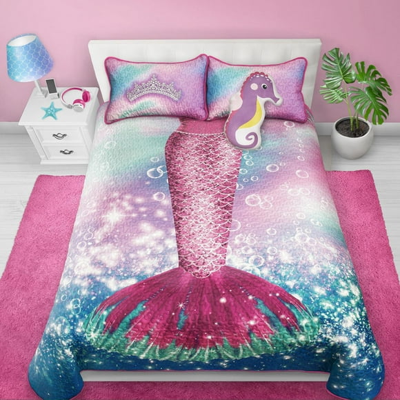 Safdie & Co. Quilt 2PC Set T Mermaid