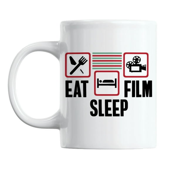 Eat Sleep Film White Ceramic Coffee & Tea Mug for a Filmmaker (11oz)