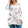 thumbnail image 2 of Xyxonk Plus Size T Shirts for Women Dressy Casual Sexy Shirts Crew Neck Long Sleeve Floral Print Blouses Fall Casual Trendy Tunics Pink 3XL, 2 of 5