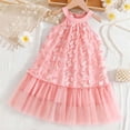 thumbnail image 2 of Auroural Girls Dresses Size 7 Girls Fashionable Solid Color Hanging Neck Three-dimensional Bow Mesh Dress 7 Years, 2 of 5