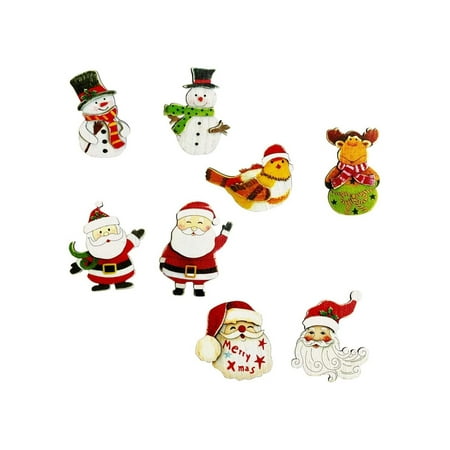 

Set of 8 Wooden Christmas Santa Snowman Refrigerator Appliance Magnets Kitchen Metal Door Christmas Holiday & Christmas Party Holiday Fridge Decorations