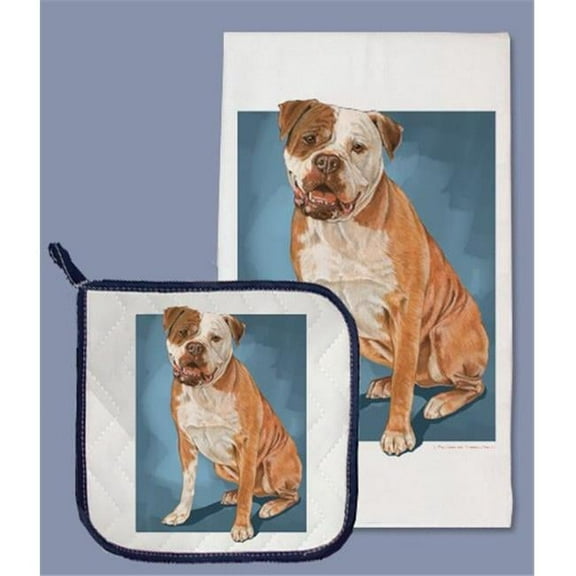 Pipsqueak Productions DP707 American Bulldog Dish Towel And Pot Holder Set