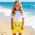 thumbnail image 6 of Toddler Shorts Girls Size 13-14Y Kids Smirk Face Print Drawstring Swim Shorts, 6 of 7