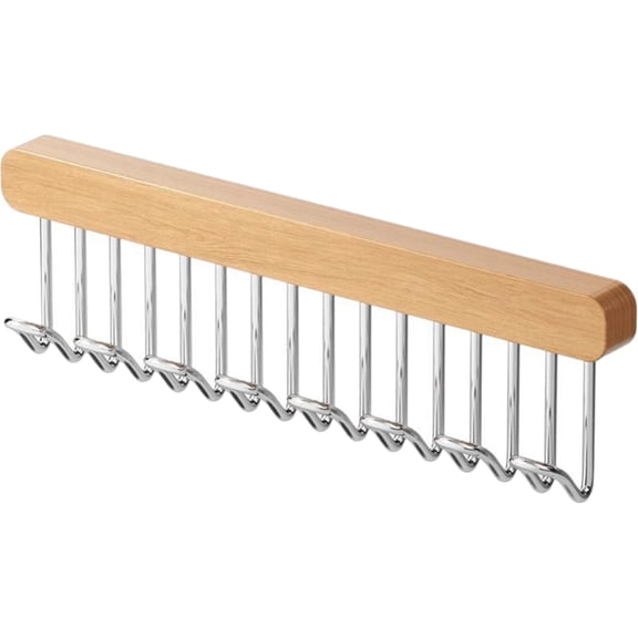 Clothes Storage Hanger Multifunctional Wooden Belt Hanger Tie Holder Beanie Bra Closet Supplies 8 Hook Right,1 * Clothes Storage Hanger,Wood & Silver
