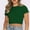 Army Green-1, variant on HWRETIE Women Tops Fashion Women Summer Half Sleeve Pullover Solid Color Casual Blouse Tops Brown