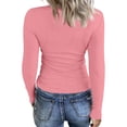thumbnail image 4 of Resicozy Womens Long Sleeve Square Neck Ribbed Fitted Casual Tops Tee Slim Fashion Solid Color Basic Shirts Pink L, 4 of 7