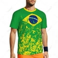 thumbnail image 5 of Exclusive design Brazil Flag Grain 3D Printed Men For Running Bike Soccer Tennis Fitness Sports tshirt Mesh Fans Short T-shirt, 5 of 13