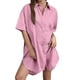 thumbnail image 1 of Nueva camisa informal holgada de manga corta para mujer: lino de color liso, poliéster estampado, para todas las estaciones, 1 of 5