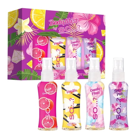 So…? Body Mist Set, Body Spray for Women, 4 pc Fragrance Gift Set