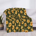 thumbnail image 3 of Rateoe Black Ink Green Plaid Sunflower Pattern Flannel Throw Blanket, Ultra-soft Blanket for Bed, Couch, Car, Hypoallergenic Anti-pilling blanket-80"x60"(Horizontal), 3 of 6
