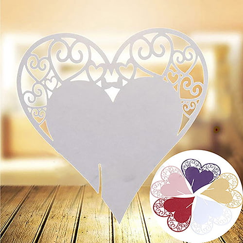 Wedding Party Shower Decoration Love Heart Wine Cup Card Name Place Cards 50pcs. 