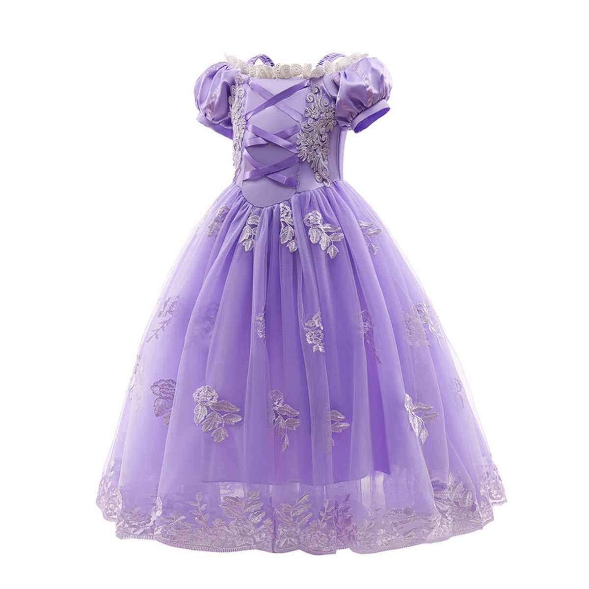 HAWEE Princess Dress for Girl Repunzel Cosplay Halloween Costume Puff Sleeve Layerd Dresses HAWEE Princess Dress for Girl Repunzel Cosplay Halloween Costume Puff Sleeve Layerd Dresses