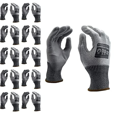 

10-Pack of Cordova 3751M Monarch-Pu: 13-Gauge Work Gloves Gray High Performance Shell Gray Polyurethane Palm Coating ANSI Cut Level A3 Medium