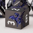 thumbnail image 7 of DND Dice Set Dragon RPG Polyhedral Metal Dice, Gunmetal Blue, with White Numbers, 7 Piece, 7 of 7