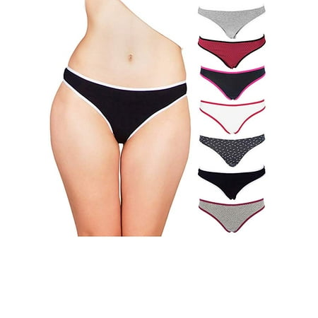 T-shirt Underwear Pattern - Emprella Womens Underwear Thong Panties - 7 Pack Colors and Patterns May Vary