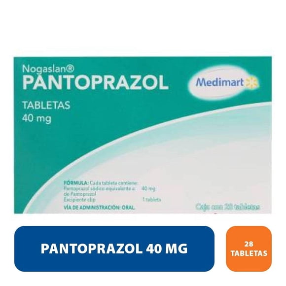 Pantoprazol Medimart Nogaslan 40 mg, caja con 28 tabletas