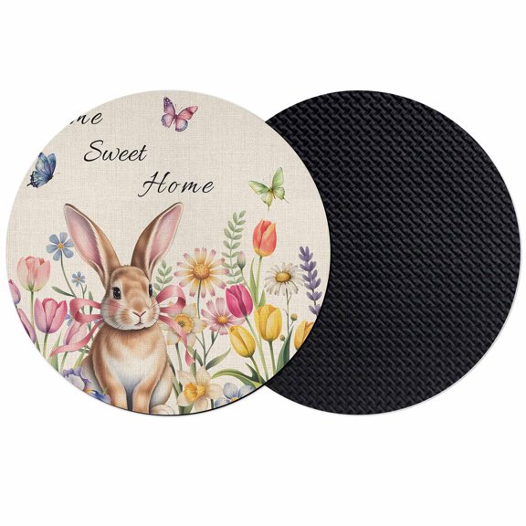 Beige Easter Coasters Set of 2, Absorbent Coasters for Drinks, Spring Watercolor Vintage Tulip Flower Plant Coaster for Desk Coffee Table Protection, Home Decor House Warming Gifts 4"