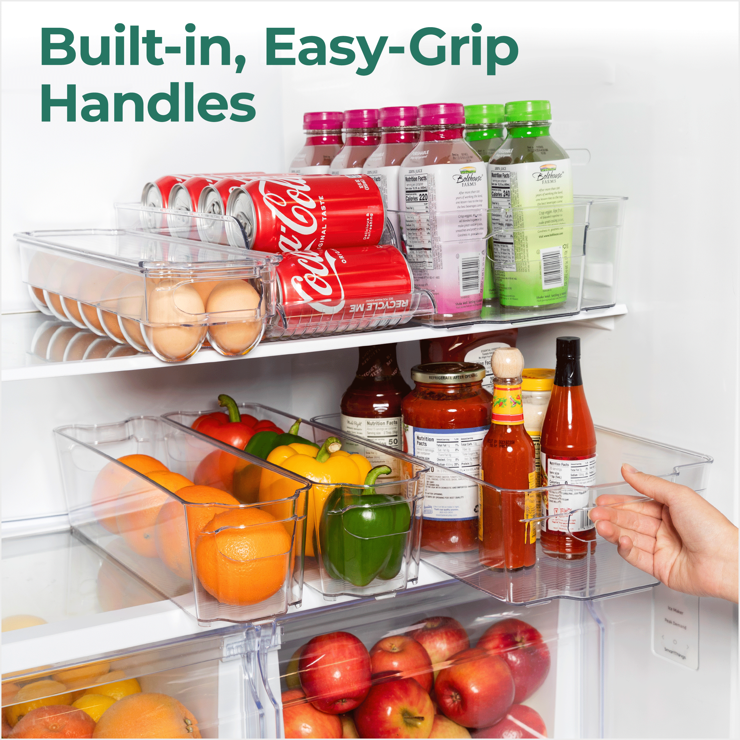 GreenCo Stackable Refrigerator Organizer Bins