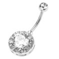 thumbnail image 1 of lionlar Round Belly Button Rings Multicolor Crystal Bar Ball Navel Rings White, 1 of 9