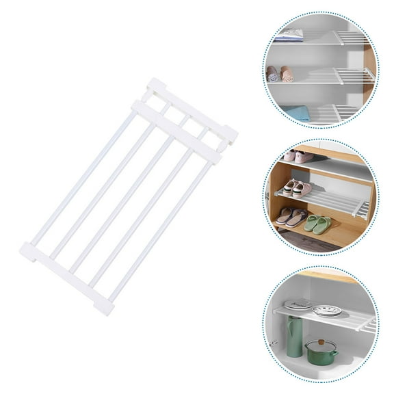 BEADCEST Clothes Storage Shelf White Rectangular Expandable Design 1Pcs
