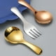 thumbnail image 3 of Monstrate Mini vajilla cena tenedor cuchara Camping y picnics Camping al aire libre juego de cubiertos de acero inoxidable Cocina y Comedor tenedor de oro, 3 of 6