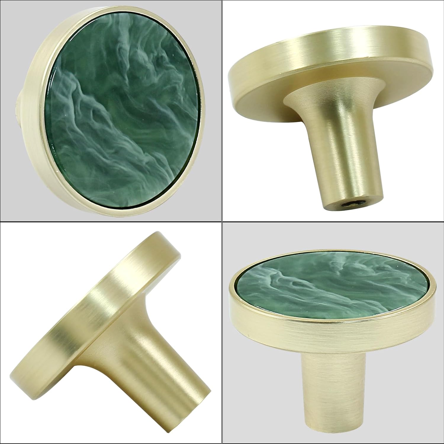 12 Pcs Gold Knobs for Dresser Drawers, Round Dresser Cabinet Knobs Pulls for Kitchen Cabinet Cupboard Door Furniture Decorative, Green