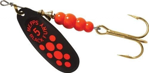 Mepps BF3 Y Black Fury Fishing Lure - 1/4 Ounce, Yellow Dot, Plain Treble Hook