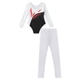 thumbnail image 4 of iEFiEL Kids Girls Figure Skating Dance Performance Outfit Long Sleeve Shiny Rhinestones Leotard with Leggings Gym Suit White 14, 4 of 7