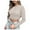 Beige, variant on XFLWAM Women's Crew Neck Ruched Side Drawstring Crop Top Long Sleeve Ribbed Fitted Crop T-Shirt Cute Solid Color Bodycon Tops Purple S