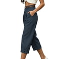 thumbnail image 6 of VBVC Women's High Waisted Cropped Pants , Summer Business Straight Trousers For Women , Ladies' Pleated Front Work Bottoms with Pockets, Dark Gray , S-2XL, 6 of 6