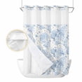 thumbnail image 2 of Blue Floral No Hook Shower Curtain Waterproof,Bathroom Curtains with Snap in Liners and See Through Top Window,Garden Petals Flower Botanical Tree Branch Hotel Style Bathtub Curtains Shower 60"Wx72"L, 2 of 8