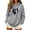 Gray, variant on Risckoth Women's Hoodie Wolf Head Print Drawstring Kangaroo Pocket Casual Pullover S-2XL