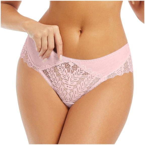 Ashirexll Plus Size Underwear for Women, Womens Cotton Underwear, Solid Color Breathable Casual Sports Lace Briefs