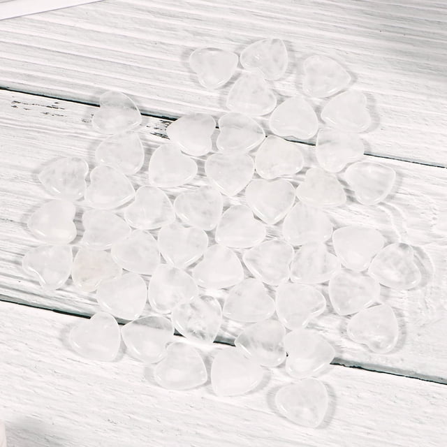 MesaSe 50Pcs Heart Shape Crystals Set Mini Crystal Heart Stones Assorted Worry Stones Heart Shaped Crystal Rocks for Meditation Energy Balancing Desktop Decoration 20mm