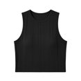 thumbnail image 3 of WHEANG 2026 New Ribbed Sleeveless Tank Top for Women High Neck Slim Fit Basic Blouse Daily Outfits Casual Vest Shirts Keeps Cool All-Day Comfort Summer Tops for Women(Color Black Size XL), 3 of 4