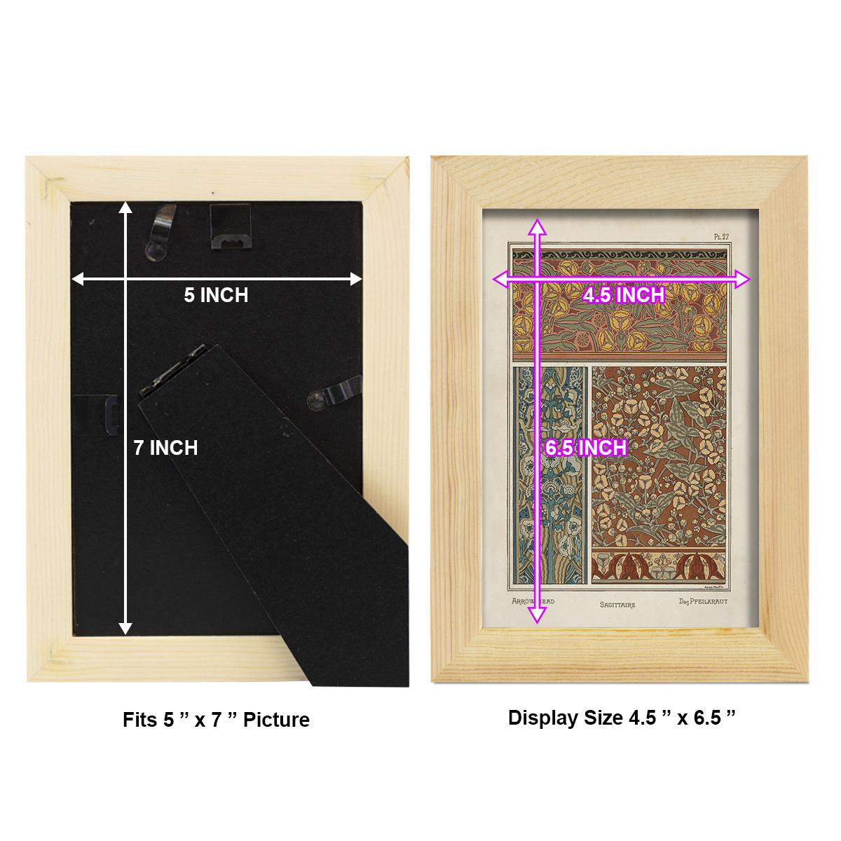 Nouveau Decorative II - Framed Print w/glass - Natural Wood