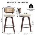 thumbnail image 3 of HUTWIFE Home Adult Rattan Back Faux Leather Upholstered and Walnut Bentwood Leg Bar Stools - Set of 3, Beige, 3 of 8