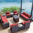 thumbnail image 1 of Gotland 13 Pieces Outdoor Patio Furniture Set with 43" Fire PE Rattan Wicker Steel Pit Table Steel, 1 of 7